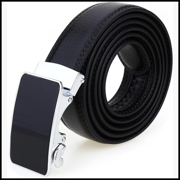 Leather Ratchet Dress Belt with Adjustable Buckle 1 1/4 Inches Width main image 5